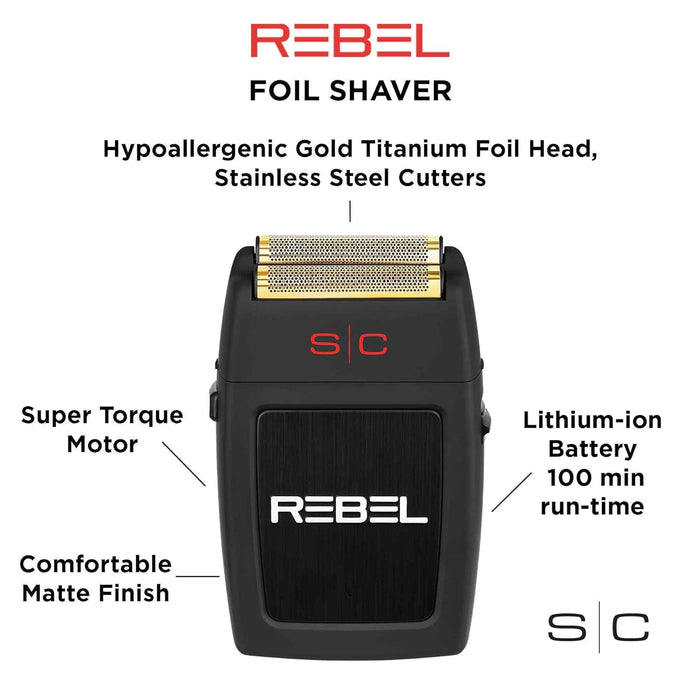 STYLECRAFT Rebel Professional Super Torque Motor Electric Men's Foil Shaver #ZZ-SC802B, UPC: 810069131306