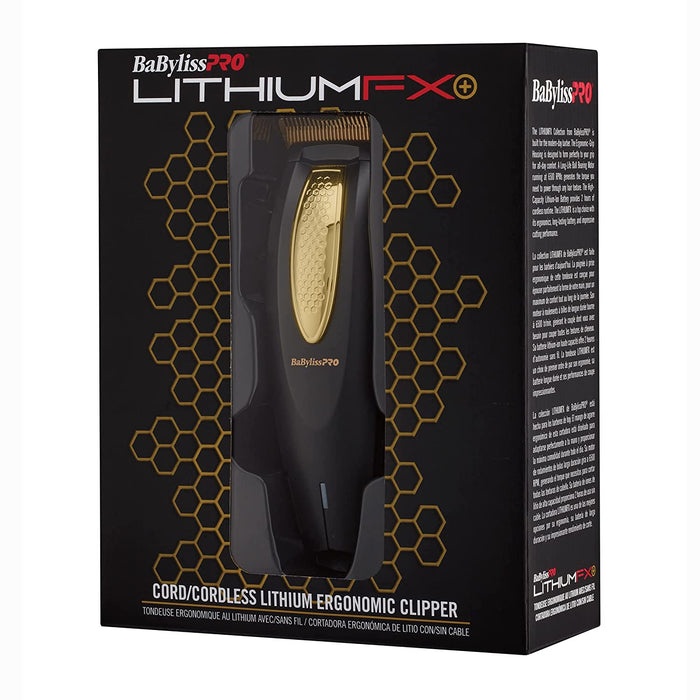 BABYLISS PRO LithiumFX Cord / Cordless Ergonomic Clipper - Gold Model #BB-FX673NS, UPC: 074108466808