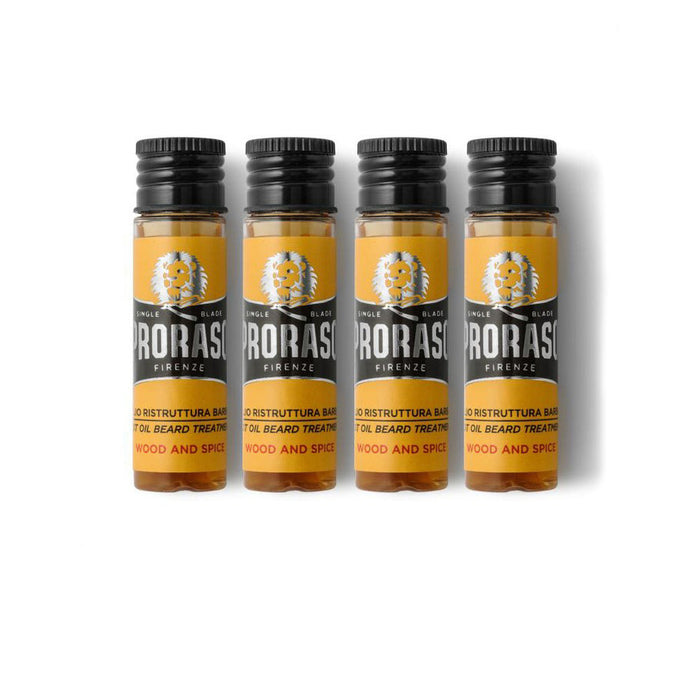Proraso Hot Oil Beard Treatment Set, Wood and Spice, 17ml x 4 Model #RA-400790, UPC: 8004395001798