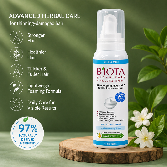 Biota Botanicals Advanced Herbal Care Leave-In Daily Foam Serum | Herbal BioComplex B11 | 5.01 fl oz (148 mL)