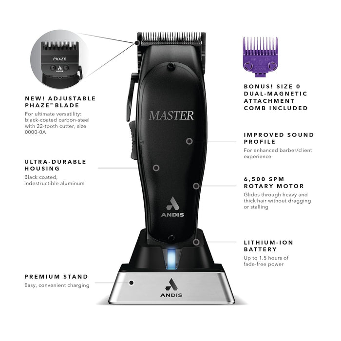 Andis Cordless Master Clipper Li - Black Label - MLC (000-1) Model #AN-561895, UPC: 040102006364