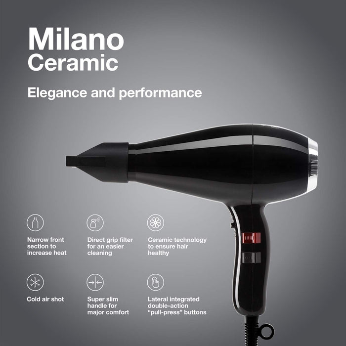 ELCHIM Milano Ceramic Hair Dryer - Black Model #EL-250750004, UPC: 836793003269