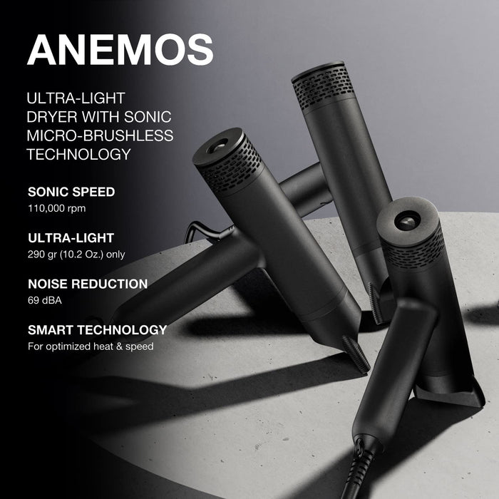 Elchim Anemos Ultra-Light Hair Dryer - Black Model #EL-2577G0001, UPC: 836793004389