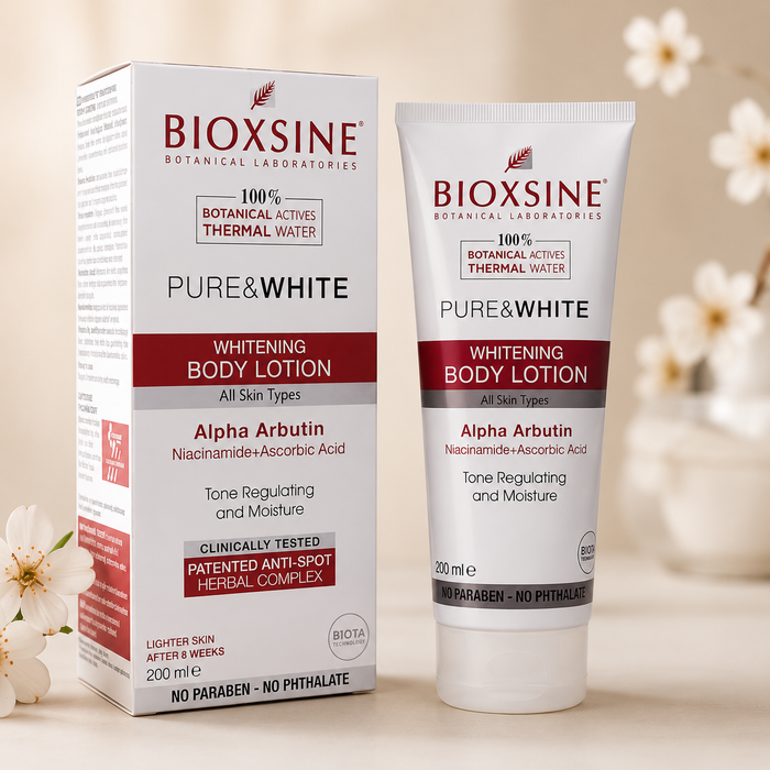 Bioxsine Pure & White Whitening Body Lotion 200mL | Brightening & Moisturizing Body Lotion for Dark Spots & Uneven Skin Tone