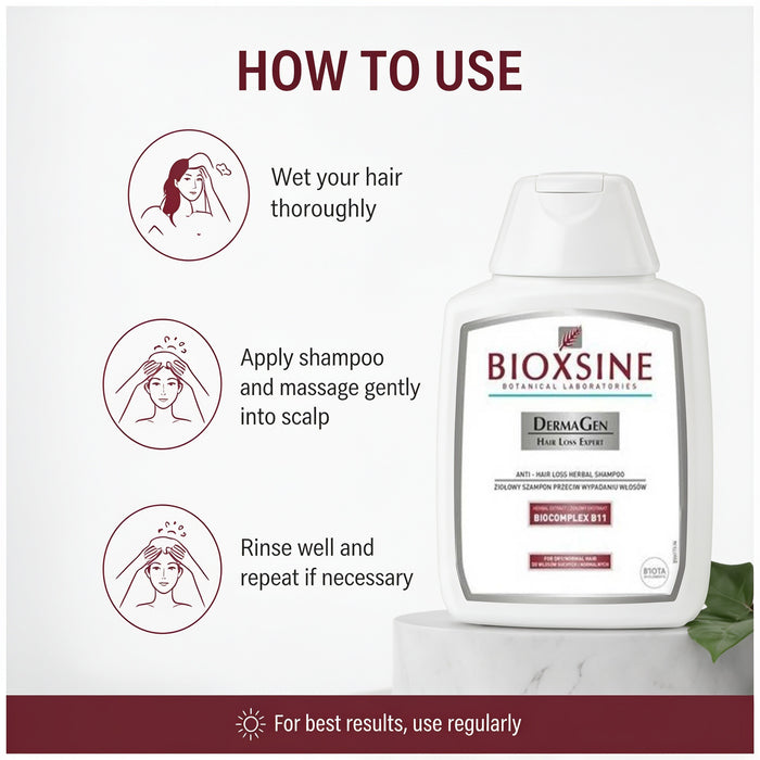 Bioxsine Dermagen Anti Hair Loss Shampoo for Dry & Normal Hair 300mL | BioComplex B11