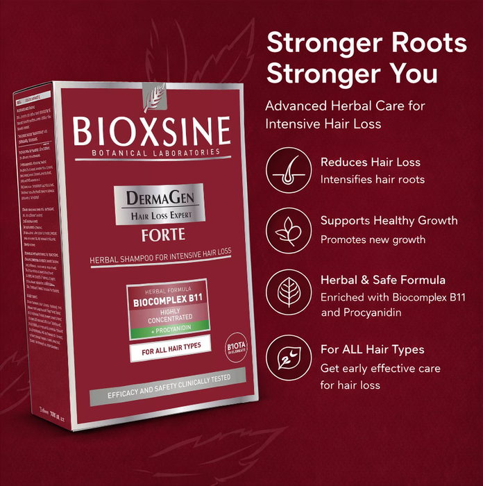 Bioxsine Dermagen Forte Anti Hair Loss Shampoo 300mL for Damaged, Weak & Thinning Hair