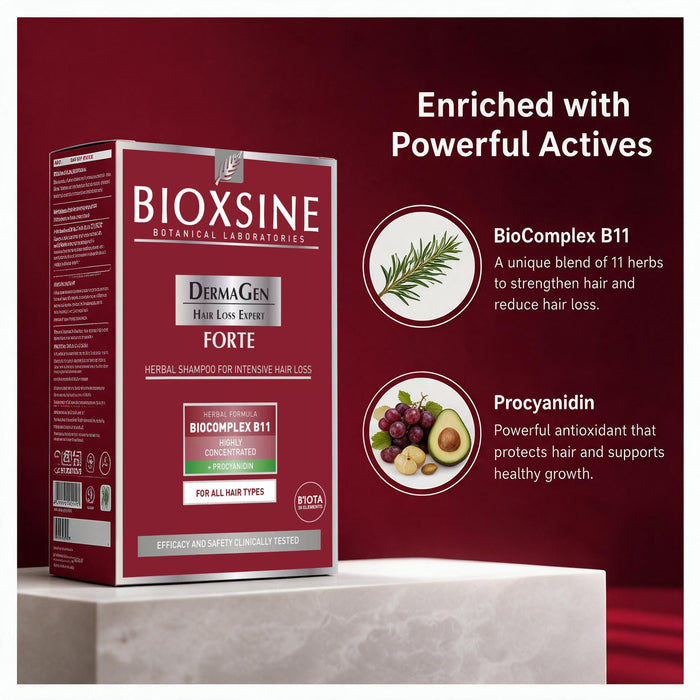 Bioxsine Dermagen Forte Anti Hair Loss Shampoo 300mL for Damaged, Weak & Thinning Hair
