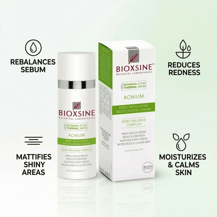 Bioxsine Acnium Sebum Regulating Moisturizing Cream for Oily & Combination Skin | 150 mL