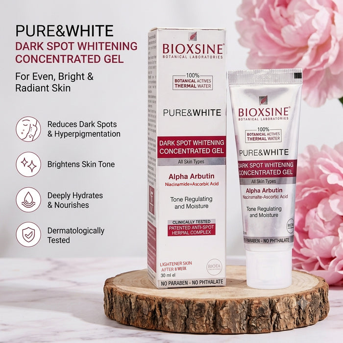 Bioxsine Pure & White Dark Spot Concentrated Gel 30mL | Brightening Face Gel with Alpha Arbutin & Niacinamide