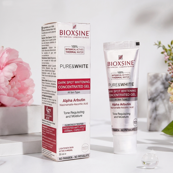 Bioxsine Pure & White Dark Spot Concentrated Gel 30mL | Brightening Face Gel with Alpha Arbutin & Niacinamide