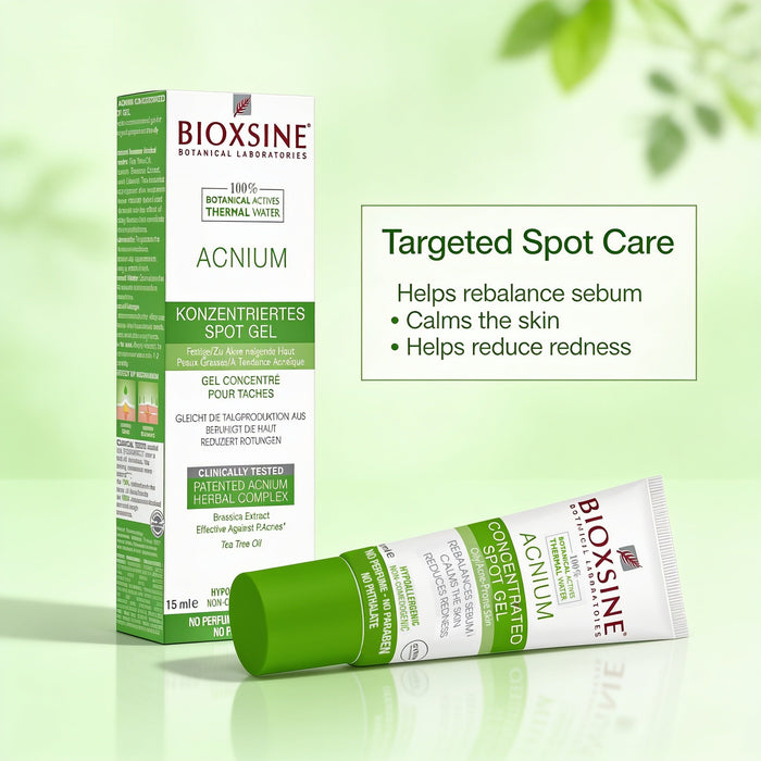 Bioxsine Acnium Concentrated Spot Gel 15mL | Targeted Acne & Blemish Treatment for Oily & Combination Skin