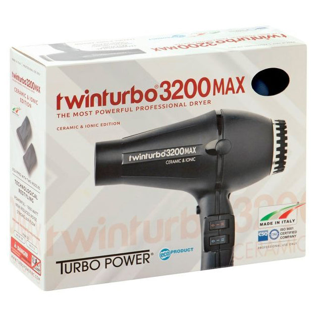 Turbo Power TwinTurbo 3200MAX Ceramic & Ionic Professional Hair Dryer Model #TU-TP324, UPC: 897123001218
