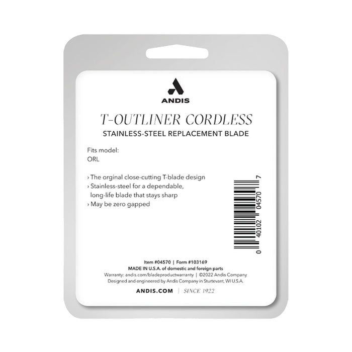 Andis T-Outliner Li Replacement Stainless Steel Blade Fits Model ORL Model #AN-04570, UPC: 040102045707