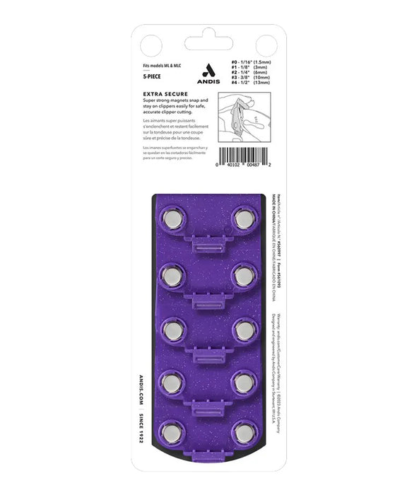 Andis Nano Silver Magnetic Attachment 5-Combs, Small Model #AN-560997, UPC: 040102004872