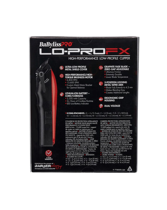 BabylissPro Influencer Edition LoProFX Clipper – Red Model #BB-FX825RI, UPC: 074108468376