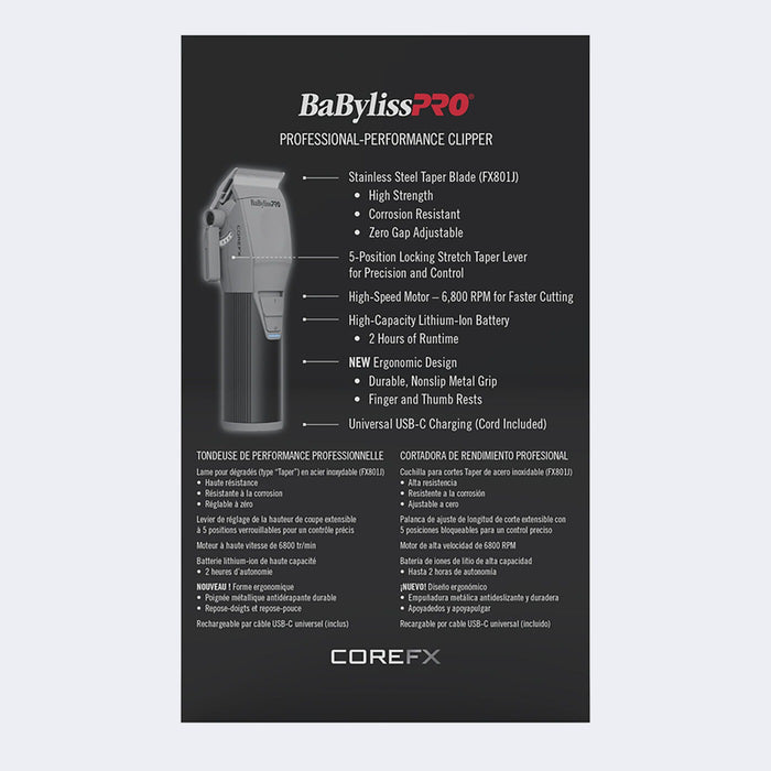 BaBylissPRO COREFX Professional-Performance Clipper Model #BB-FX86, UPC: 074108510464
