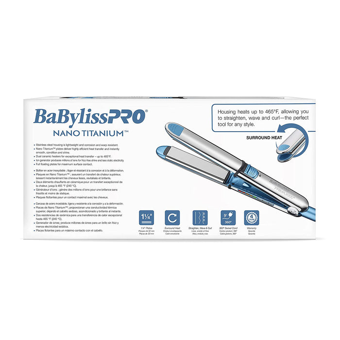 BaByliss PRO Nano Titanium Prima Ionic Straightener, 1.25 inch Model #BB-BNT3000TUC, UPC: 074108446763