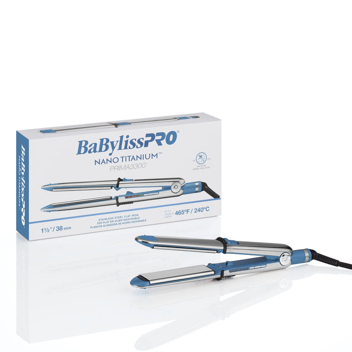 BaBylissPRO Nano Titanium 1 1/2" Prima Stainless Steel Styling Iron Model #BB-BNT3300TUC, UPC: 074108483881