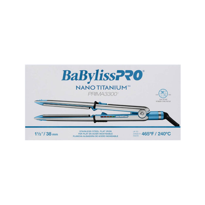 BaBylissPRO Nano Titanium 1 1/2" Prima Stainless Steel Styling Iron Model #BB-BNT3300TUC, UPC: 074108483881