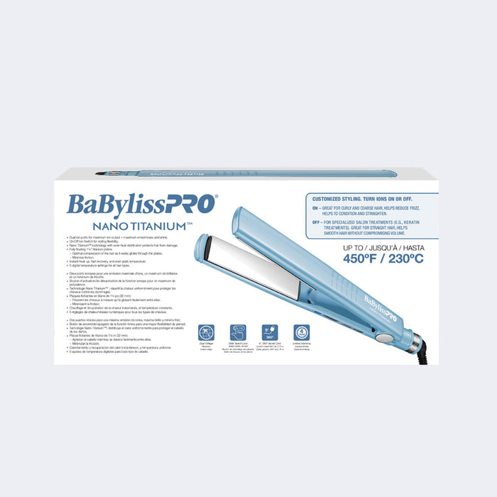 BaBylissPRO Nano Titanium 1¼" Dual Ionic Flat Iron Model #BB-BNT9125TUC, UPC: 074108463944