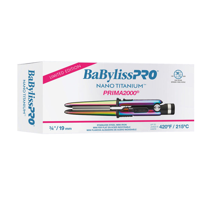 BaBylissPRO Limited Edition Iridescent Nano Titanium Prima2000 ¾" Stainless Steel Mini Iron Model #BB-BNTBRB2000UC, UPC: 074108477798