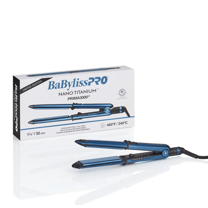 BaBylissPRO Nano Titanium Limited Edition Black & Blue 1 1/4" Prima3000 Styling Iron Model #BB-BNTMB3000TUC, UPC: 074108482921