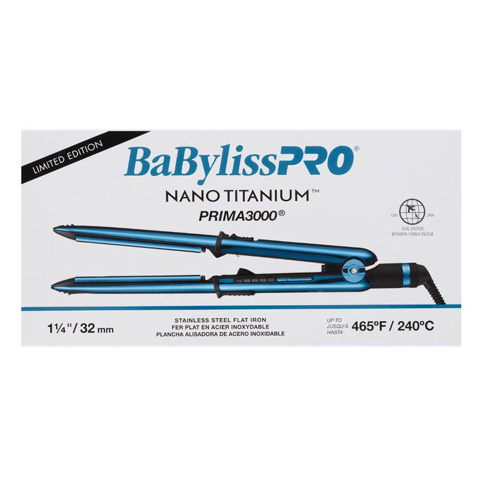 BaBylissPRO Nano Titanium Limited Edition Black & Blue 1 1/4" Prima3000 Styling Iron Model #BB-BNTMB3000TUC, UPC: 074108482921