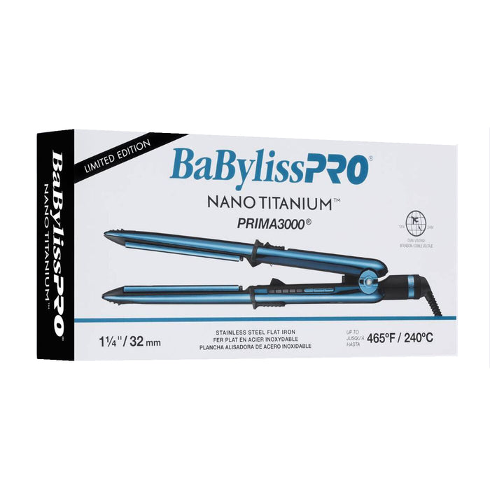 BaBylissPRO Nano Titanium Limited Edition Black & Blue 1 1/4" Prima3000 Styling Iron Model #BB-BNTMB3000TUC, UPC: 074108482921