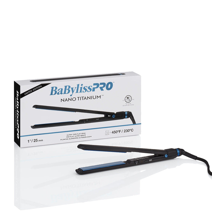 BaBylissPRO Nano Titanium Limited Edition Black & Blue 1" Ultra-Thin Flat Iron Model #BB-BNTMB4072TUC, UPC: 074108482884