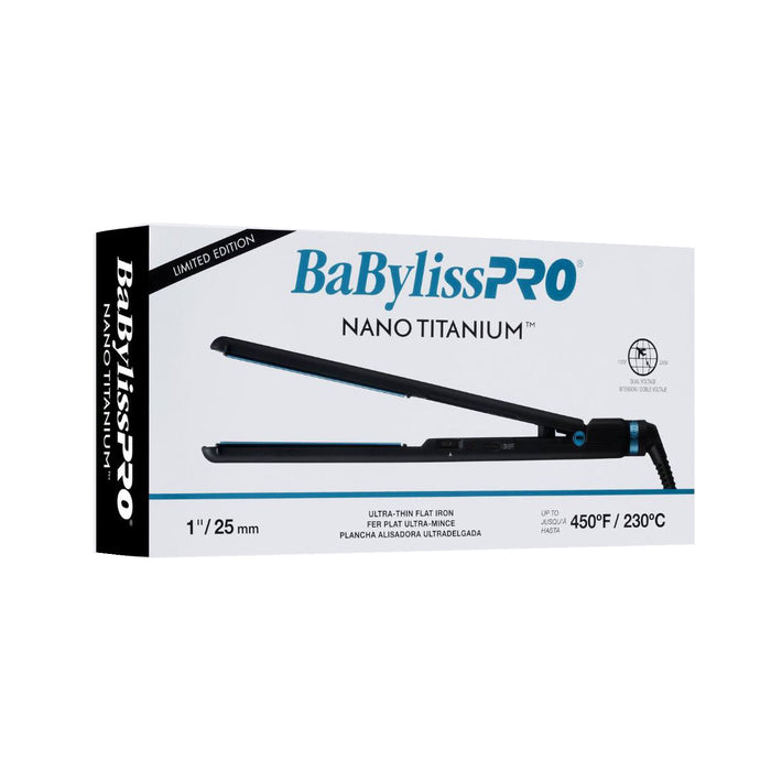 BaBylissPRO Nano Titanium Limited Edition Black & Blue 1" Ultra-Thin Flat Iron Model #BB-BNTMB4072TUC, UPC: 074108482884