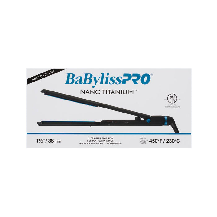 BaBylissPRO Nano Titanium Limited Edition Black & Blue 1½" Ultra-Thin Flat Iron Model #BB-BNTMB4073TUC, UPC: 074108482891