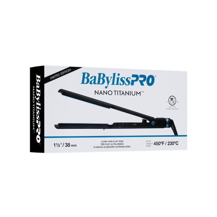 BaBylissPRO Nano Titanium Limited Edition Black & Blue 1½" Ultra-Thin Flat Iron Model #BB-BNTMB4073TUC, UPC: 074108482891
