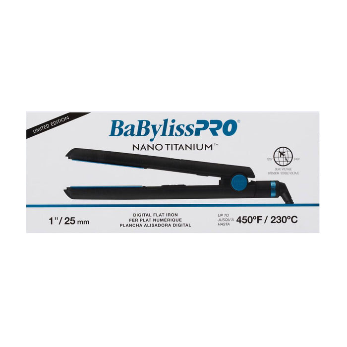 BaBylissPRO Nano Titanium Limited Edition Black & Blue 1" Digital Flat Iron Model #BB-BNTMB4095TUC, UPC: 074108482907