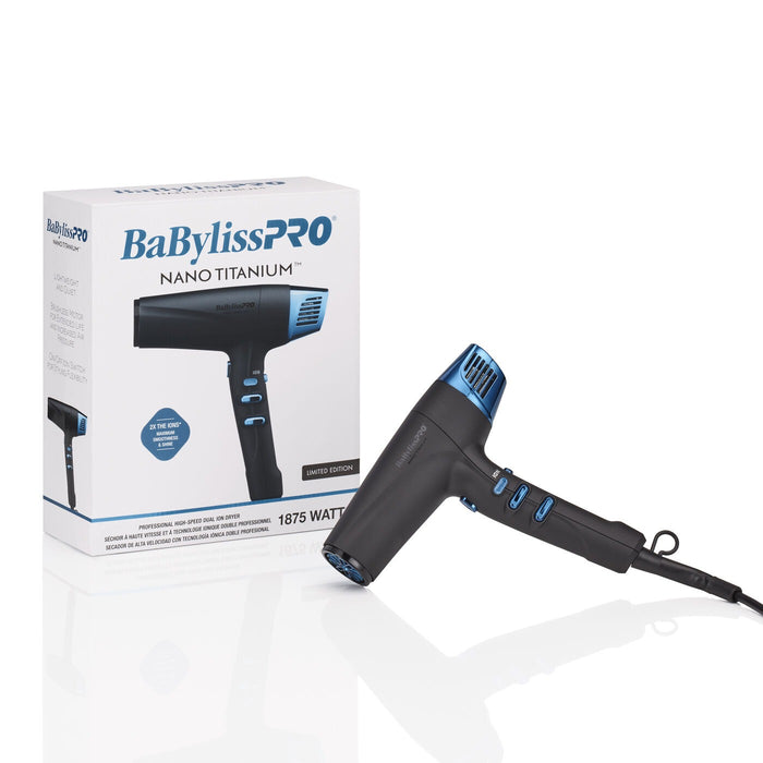 BaBylissPRO Nano Titanium Limited Edition High-Speed Dual Ionic Dryer - Black & Blue Model #BB-BNTMB9100, UPC: 074108482914