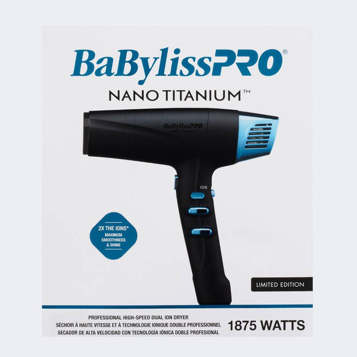 BaBylissPRO Nano Titanium Limited Edition High-Speed Dual Ionic Dryer - Black & Blue Model #BB-BNTMB9100, UPC: 074108482914