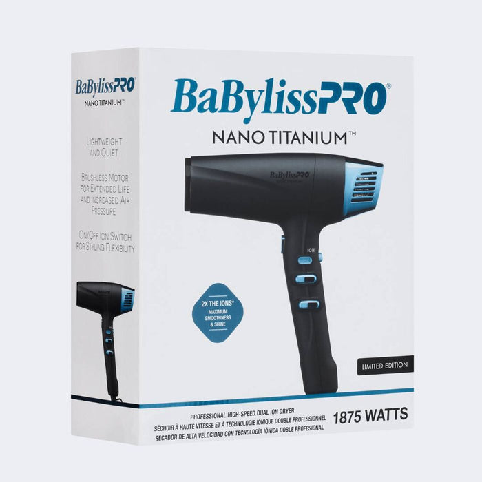 BaBylissPRO Nano Titanium Limited Edition High-Speed Dual Ionic Dryer - Black & Blue Model #BB-BNTMB9100, UPC: 074108482914