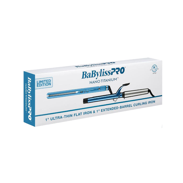 BaBylissPRO Nano Titanium 1" Extended-Barrel Curling Iron & 1" Ultra-Thin Flat Iron Gift Set Model #BB-BNTPP62UC, UPC: 07410848327
