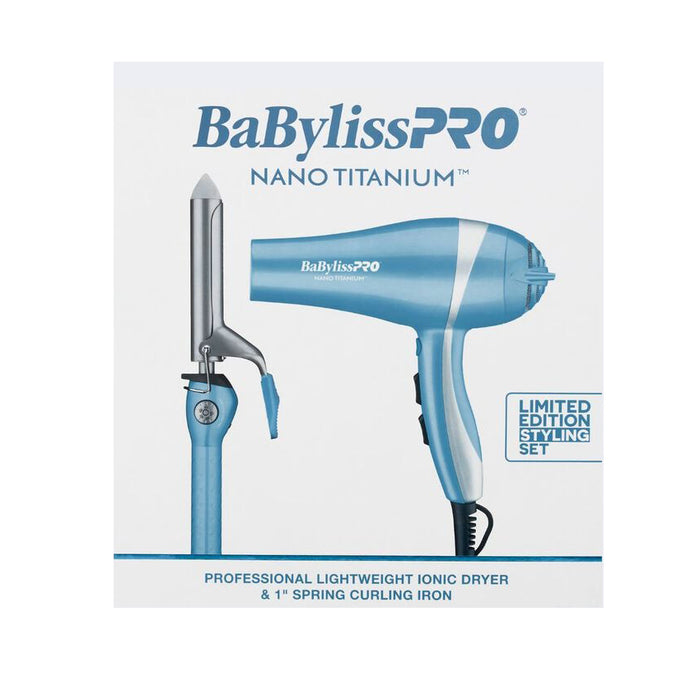 BabylissPRO Nano Titanium Professional Dryer + 1" Spring Curl Iron Model #BB-BNTPP68, UPC: 074108487117