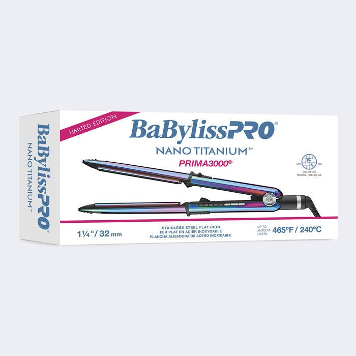 BaBylissPRO Limited Edition Iridescent Nano Titanium Prima3000 1¼" Styling Iron Model #BB-BNTRB3000TUC, UPC: 074108475060