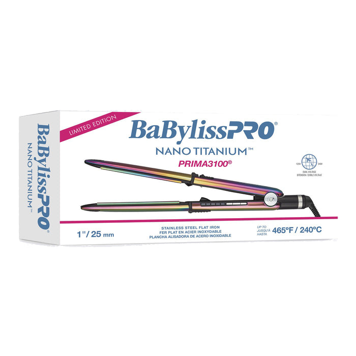 BaBylissPRO Limited Edition Iridescent Nano Titanium Prima3100 1" Styling Iron Model #BB-BNTRB3100TUC, UPC: 074108475077