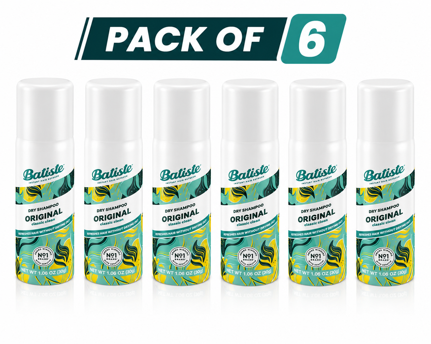 BATISTE Dry Shampoo - Original Fragrance - Mini - 1.6 fl. oz. - Pack of 6, Model #BT-87082, UPC: 5010724527504
