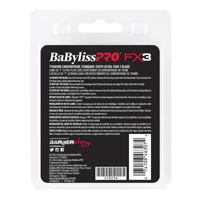 BaBylissPRO Titanium Carbon-Nitride Standard-Tooth Ultra-Thin Replacement T-Blade Model #BB-FX703B, UPC: 074108463074
