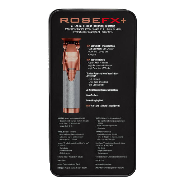BaBylissPRO RoseFX+ All-Metal Lithium Trimmer Model #BB-FX787NRG, UPC: 074108474957