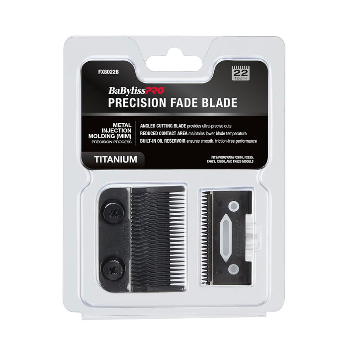 BaBylissPRO Black Titanium Metal-Injection Molded (MIM) Precision Fade Blade Model #BB-FX8022B, UPC: 074108483836