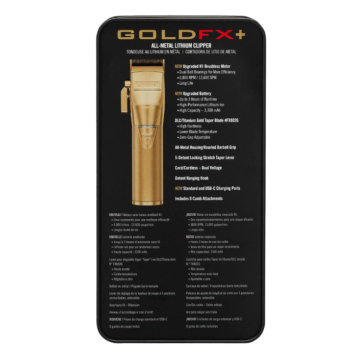 BaBylissPRO GoldFX+ All-Metal Lithium Clipper Model #BB-FX870NG, UPC: 074108475022