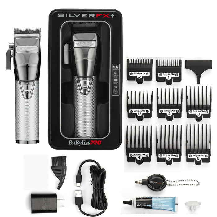 BaBylissPRO SilverFX+ All-Metal Lithium Clipper Model #BB-FX870NS, UPC: 074108475008