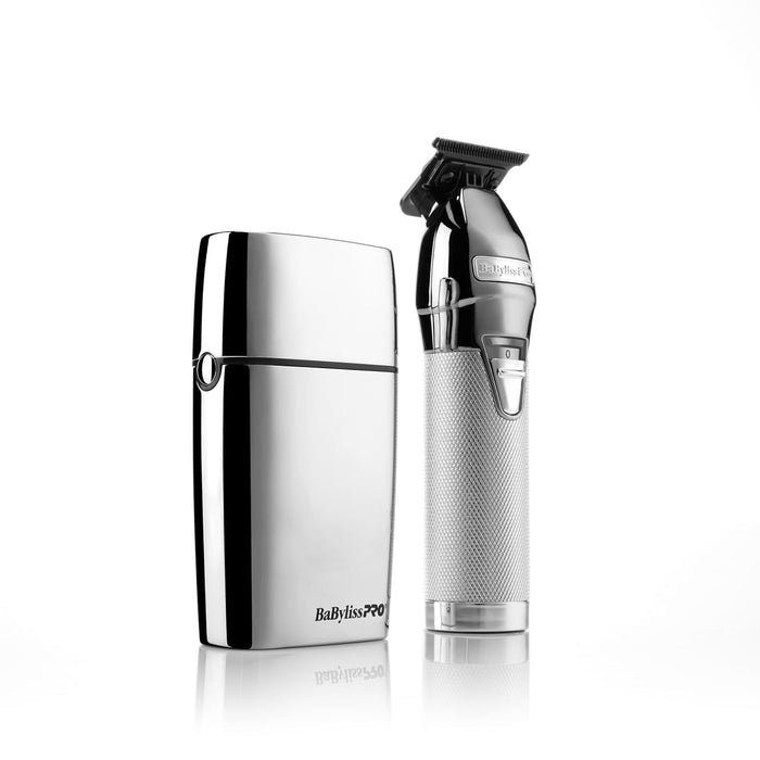 BaBylissPRO LimitedFX Silver Trimmer and Double-Foil Shaver Gift Set Model #BB-FXDUOFS2TS, UPC: 074108487636