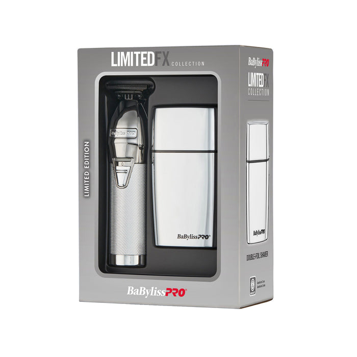 BaBylissPRO LimitedFX Silver Trimmer and Double-Foil Shaver Gift Set Model #BB-FXDUOFS2TS, UPC: 074108487636