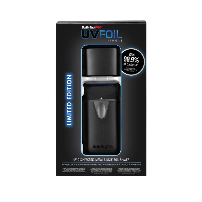 BaBylissPRO UVFOIL Matte Black UV Single-Foil Shaver Model #BB-FXLFS1MB, UPC: 074108483140