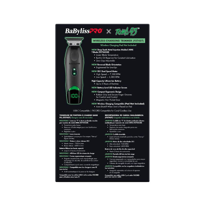 BaBylissPRO x Tomb45 Wireless-Charging Trimmer Model #BB-FXT45T, UPC: 074108490544